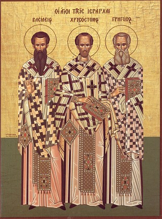 Icoana Sfintilor trei Ierarhi Vasilie cel Mare, Grigorie si Ioan Gura de Aur